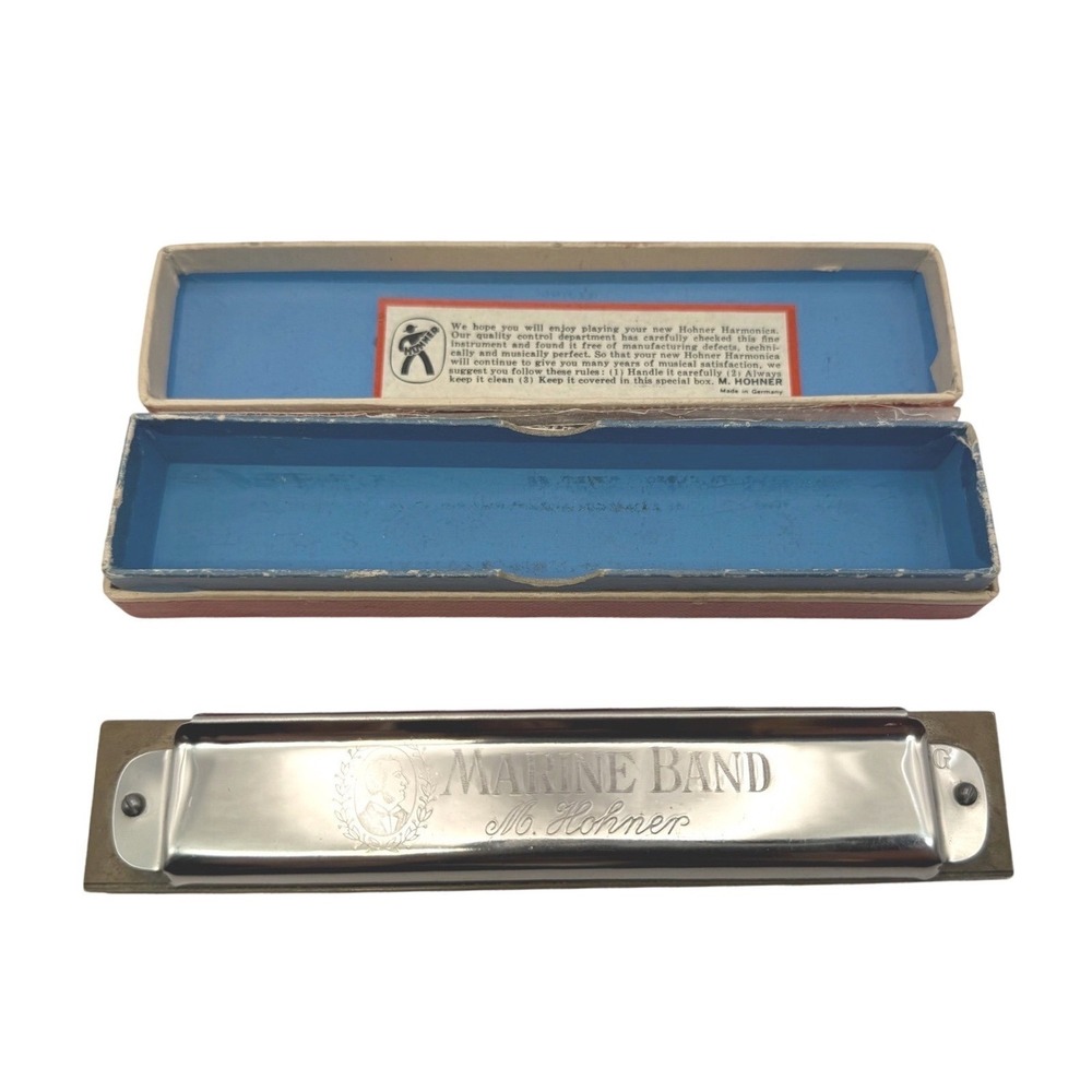 Vintage Hohner Marine Band No. 365 Harmonica Germany w/ Original‎ Box
